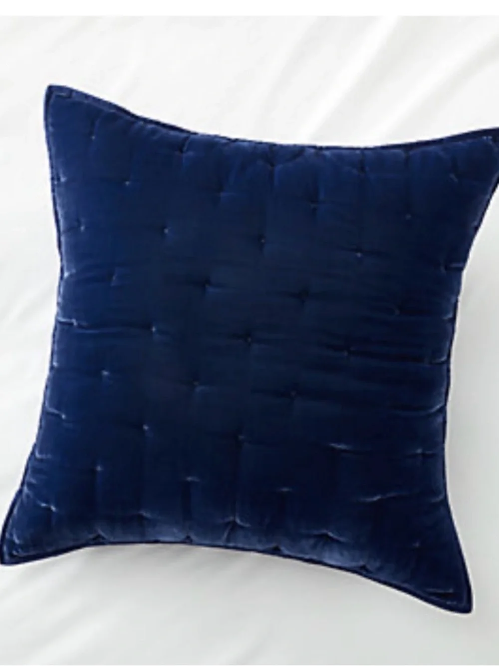 Crate & Barrel Audra Velvet Full Queen Quilt Navy Blue w Two Euro Shams Included